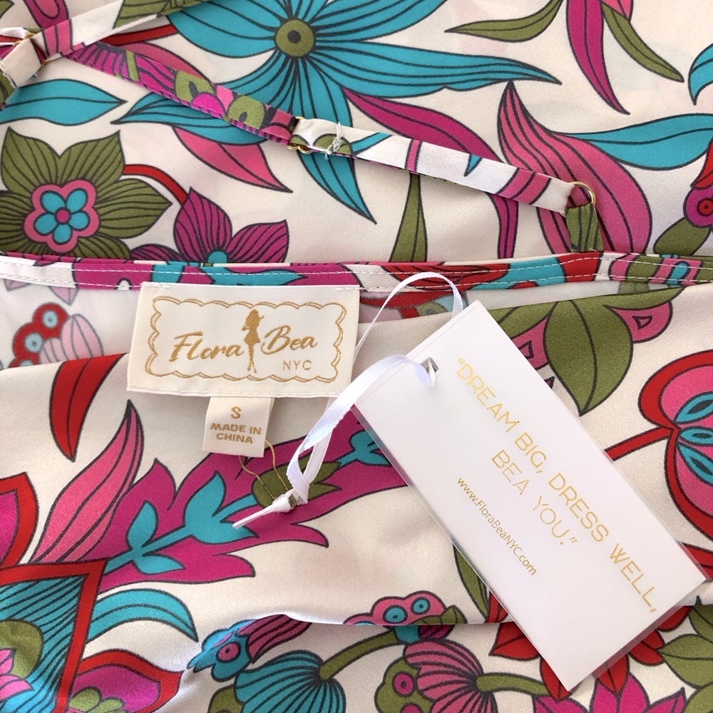 Flora Bea Savi Dress Floral Silk Slip Dress Size S • NEW WITH TAGS • - Picture 10 of 12